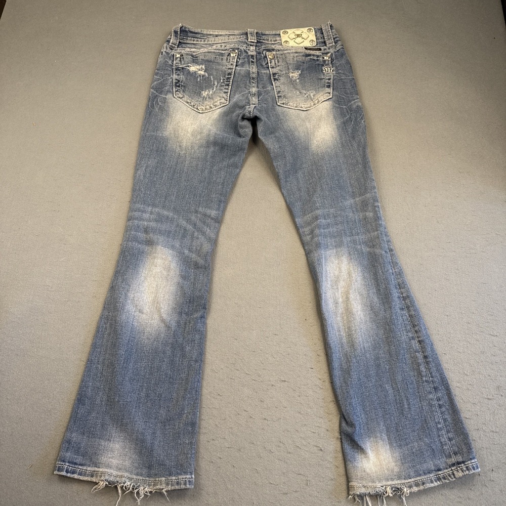 Miss Me Jeans Women's 2830Boot FACTORY DISTRESS RHINESTONE Thick Stitch VTG Y2K - Picture 2 of 9